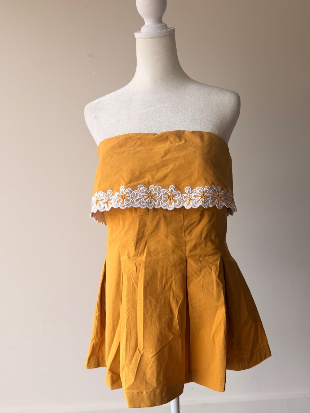 Maeve Mustard Yellow Strapless Dress with White Label